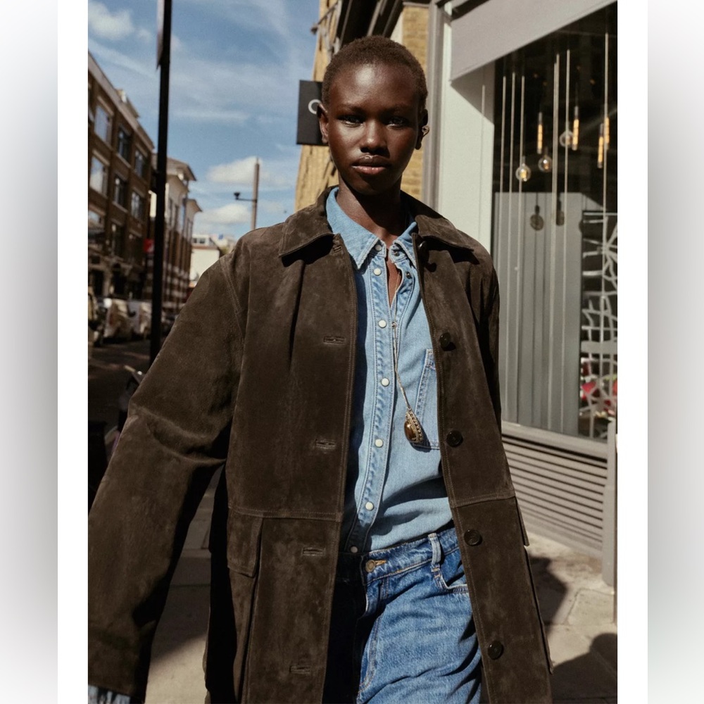 ZARA 100% SUEDE LEATHER JACKET NWT - Picture 5 of 16